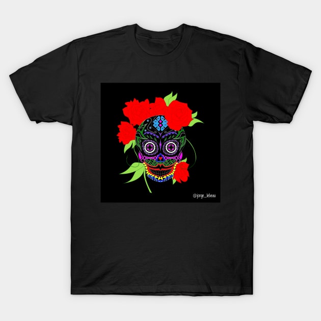 calavera catrina in roses fashion pattern ecopop T-Shirt by jorge_lebeau